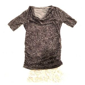 GUC Maternity Gray and Black Leopard Print Top